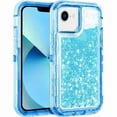 thumbnail image 1 of Entronix Heavy Duty Case Compatible with iPhone 16E, Liquid Glitter Back Cover, Blue, 1 of 8