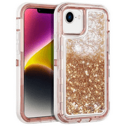 Entronix Liquid Glitter Case for iPhone 16e, Heavy Duty Cute Quicksand Cover, Rose