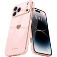 thumbnail image 1 of Entronix Love Heart Case Compatible with iPhone 17 Pro / iPhone 18 Pro, Glossy Cute Cover, Rose Gold, 1 of 5