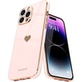 thumbnail image 1 of Entronix Love-Heart Luxury Case for Apple iPhone 16 Pro Heart Case, Cute Design Shiny Bling Cover, Soft TPU Slim Shockproof Protective Case for Apple iPhone 16 Pro for Women Girls, Rose, 1 of 6