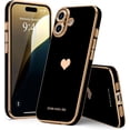thumbnail image 1 of Entronix Love Heart Case Compatible with iPhone 16 Plus, Glossy Cute Cover, Black, 1 of 7