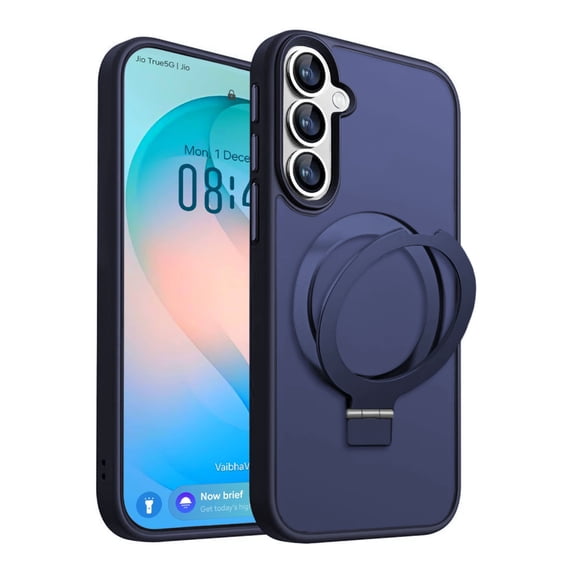 Entronix Magnetic Case Compatible with Galaxy S26 Plus, Frosted Matte Back with Kickstand Slim Cover, Navy Blue