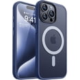 thumbnail image 1 of Entronix Magnetic Case Compatible with iPhone 14 Pro, Translucent Matte Cover, Navy Blue, 1 of 7