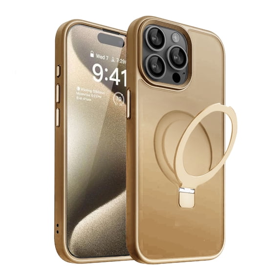 Entronix Magnetic Case Compatible with iPhone 15 Pro Max, Frosted Matte Back with Kickstand Slim Fit Cover, Titanium