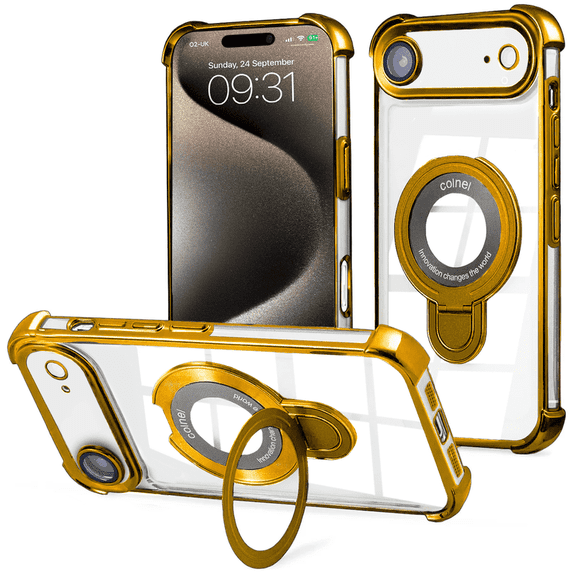 Entronix Magnetic Clear Case Compatible with iPhone 17 Air, Flexible Fashion Cover, Gold