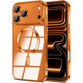 thumbnail image 1 of Entronix Magnetic Case Compatible with iPhone 17 Pro - Clear Back Cover Luxury Glossy Edges, Orange, 1 of 6