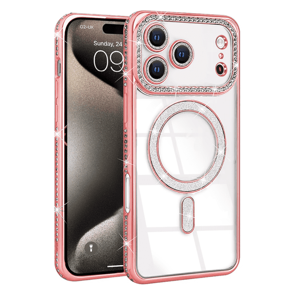 Entronix [Magnetic] Case Compatible with iPhone 17 Pro - [Clear Back] Luxury Diamonds