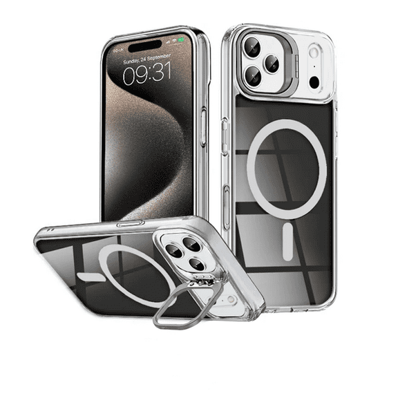 Entronix [Magnetic] Case Compatible with iPhone 17 Pro – [Glossy] Color Back with Camera Frame Stand