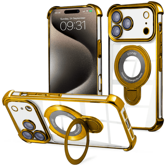 Entronix [Magnetic] Case Compatible with iPhone 17 Pro Max - [Clear Back] Luxury Glossy Gripstand