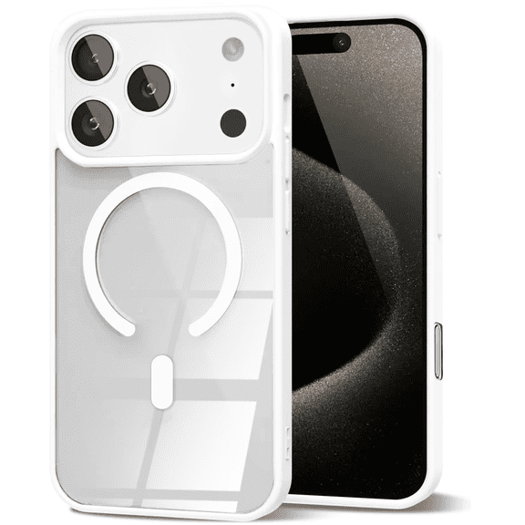 Entronix Magnetic Clear Case Compatible with iPhone 17 Pro Max / iPhone 18 Pro Max, Soft Edges Transparent Cover, White