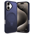 thumbnail image 1 of Entronix Magnetic Phone Case Compatible with iPhone 17 — Translucent Frosted Matte Back Cover with Kickstand, Navy Blue, 1 of 5