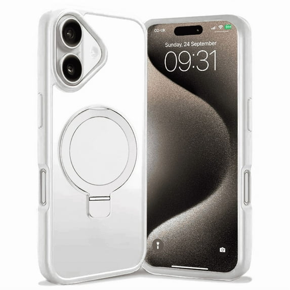 Entronix Magnetic Phone Case Compatible with iPhone 17 — Translucent Frosted Matte Back Cover with Kickstand, White