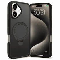 Entronix Magnetic Phone Case Compatible with iPhone 17 — Translucent Frosted Matte Back Cover with Kickstand, Black