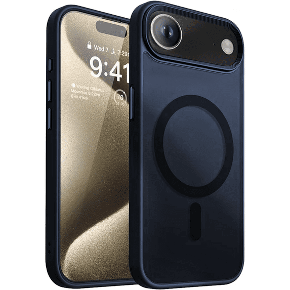 Entronix Magnetic Case for iPhone 17 Air – Heavy Duty Slim Dual-Layer Shockproof Cover, Navy