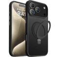 thumbnail image 1 of Entronix Magnetic Case for iPhone 17 Pro Max and iPhone 18 Pro Max, Frosted Matte Back with Kickstand Slim Fit Cover, Black, 1 of 7