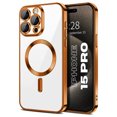 thumbnail image 1 of Entronix Magnetic Clear Case Compatible with iPhone 15 Pro, Flexible TPU Cover with Camera Lens Protector, Orange, 1 of 6