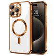 thumbnail image 1 of Entronix Magnetic Clear Case Compatible with iPhone 15 Pro Max, Flexible TPU Cover with Camera Lens Protector, Orange, 1 of 6