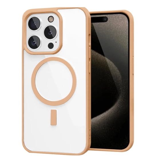 Entronix Magnetic Clear Case Compatible with iPhone 15 Pro Max, Soft Edges Hard Back Cover, Titanium