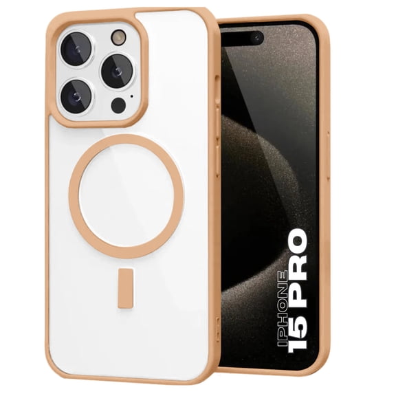 Entronix Magnetic Clear Case Compatible with iPhone 15 Pro, Soft Edges Hard Back Cover, Titanium