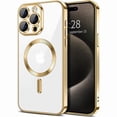 thumbnail image 1 of Entronix Magnetic Clear Case Compatible with iPhone 16 Pro, Flexible Fashion Cover, Gold, 1 of 6