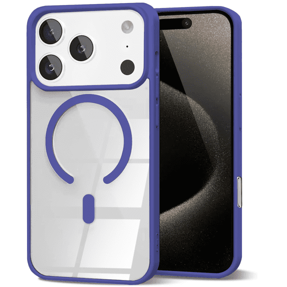 Entronix Magnetic Clear Case Compatible with iPhone 17 Pro Max / iPhone 18 Pro Max, Soft Edges Transparent Cover, Navy Blue