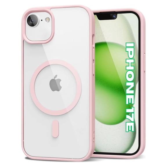Entronix Magnetic Clear Case Compatible with iPhone 17e, Soft Edges Hard Back Cover, Pink