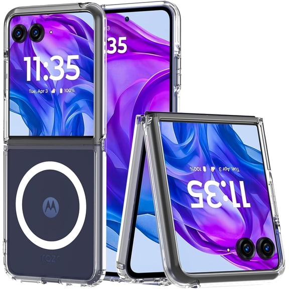 Entronix Magnetic Clear Case Compatible with Moto Razr Plus (2024), Hard Back Cover
