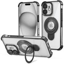 Entronix Magnetic Clear Case for iPhone 11, Built-in Kickstand Ring Shockproof Bumper, Black