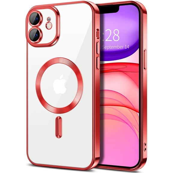 Entronix Magnetic Clear Case Compatible with iPhone 11, Flexible Fashion Cover, Red