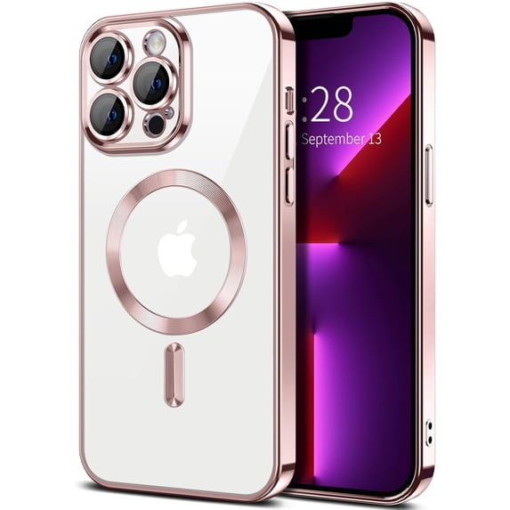 Entronix Magnetic Clear Case Compatible with iPhone 13 Pro Max, Flexible Fashion Cover, Rose