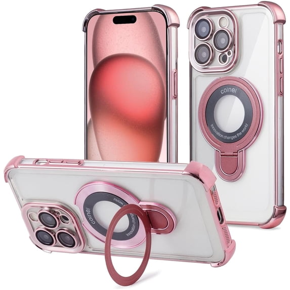 Entronix Magnetic Clear Case Compatible with iPhone 14 Pro, Flexible Fashion Cover, Rose