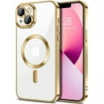 thumbnail image 1 of Entronix Magnetic Clear Case for iPhone 14, Slim Fit, Anti-Drop Shockproof, Gold, 1 of 9