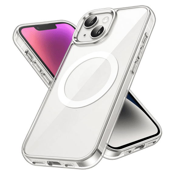 Entronix Magnetic Clear Case for iPhone 14, [Yellow Resistant] Slim Fit Hard Back Cover