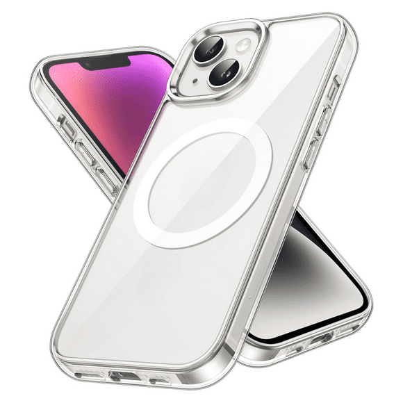 Entronix Magnetic Clear Case for iPhone 14, [Yellow Resistant] Slim Fit Hard Back Cover