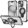 thumbnail image 1 of Entronix Magnetic Clear Case for iPhone 15, Built-in Kickstand Ring Shockproof Bumper, Black, 1 of 7