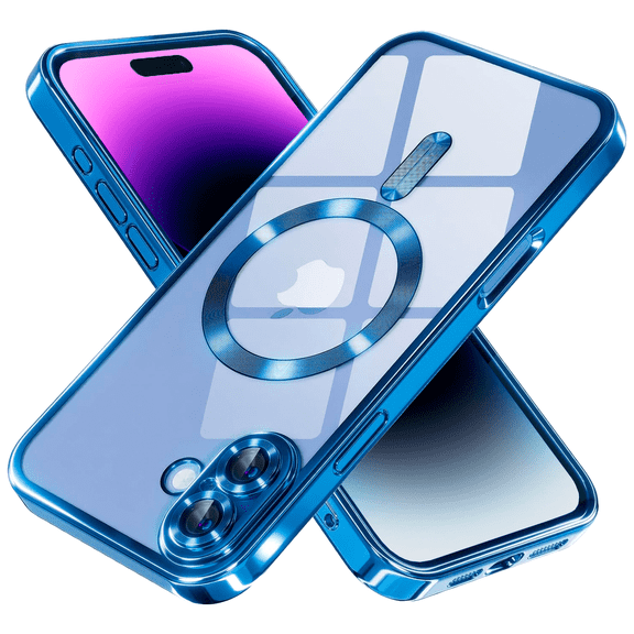 Entronix Magnetic Clear Case Compatible with iPhone 16 Plus, Flexible Fashion Cover, Blue