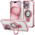 thumbnail image 1 of Entronix Magnetic Clear Case for iPhone 16 Pro Max, Built-in Kickstand Ring Shockproof Bumper, Rose, 1 of 7