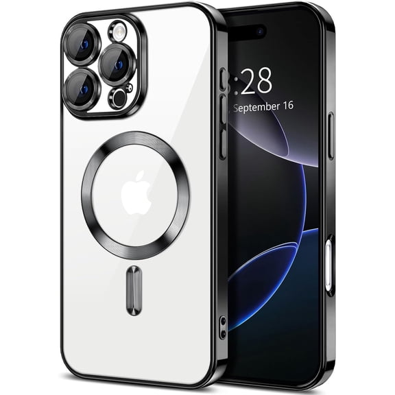 Entronix Magnetic Clear Case Compatible with iPhone 16 Pro Max, Flexible Fashion Cover, Black