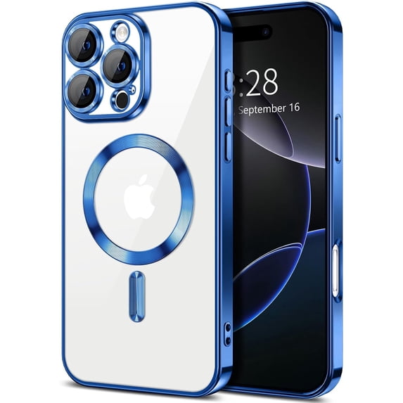 Entronix Magnetic Clear Case Compatible with iPhone 16 Pro Max, Flexible Fashion Cover, Blue