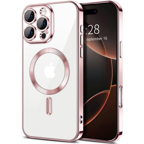 Entronix Magnetic Clear Case Compatible with iPhone 16 Pro Max, Flexible Fashion Cover, Rose