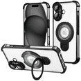 thumbnail image 1 of Entronix Magnetic Clear Case for iPhone 17, Built-in Kickstand Ring Shockproof Bumper, Black, 1 of 6