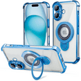 thumbnail image 1 of Entronix Magnetic Clear Case for iPhone 17, Built-in Kickstand Ring Shockproof Bumper, Blue, 1 of 6