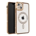 thumbnail image 1 of Entronix Magnetic Clear Case Compatible with iPhone 15 Plus, Sparkly Crystal Cover, Gold, 1 of 7