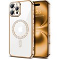 thumbnail image 1 of Entronix Magnetic Crystal Case for iPhone 16 Pro, Luxury Rhinestone Cute Bumper Cover for Girls, Gold, 1 of 8