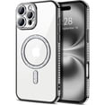 thumbnail image 1 of Entronix Magnetic Clear Case Compatible with iPhone 16 Pro Max, Sparkly Crystal Cover, Black, 1 of 9