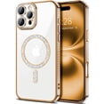 thumbnail image 1 of Entronix Magnetic Clear Case Compatible with iPhone 16 Pro Max, Sparkly Crystal Cover, Gold, 1 of 9