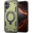 thumbnail image 1 of Entronix Magnetic Phone Case Compatible with iPhone 16 Plus, Foldable Kickstand Cover, Green, 1 of 9