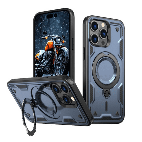 Entronix Magnetic Heavy Duty Case Designed for iPhone 16 Pro Kickstand Shockproof Armor, Blue