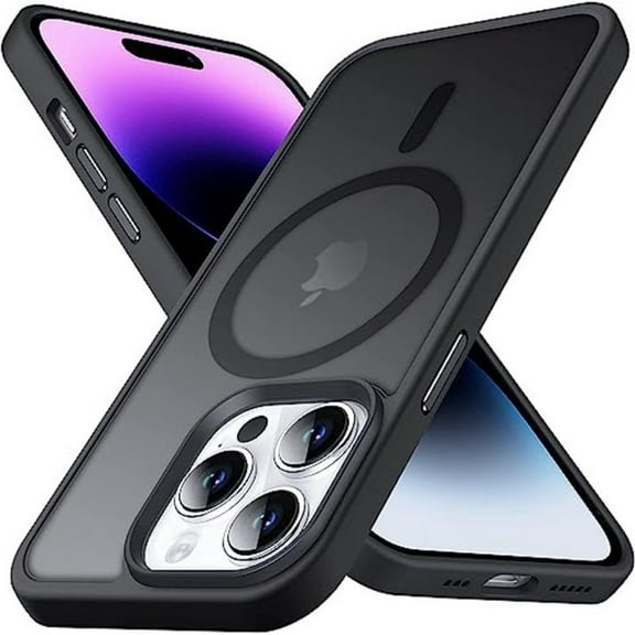 Entronix Magnetic Heavy Duty Case for iPhone 14 Pro Max, Sturdy Shockproof Matte Back Cover, Black