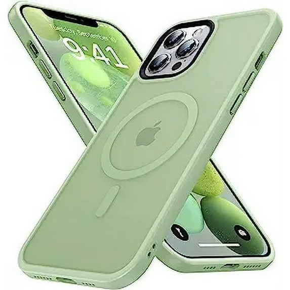 Entronix Magnetic Heavy Duty Case for iPhone 14 Pro Max, Sturdy Shockproof Matte Back Cover, Green